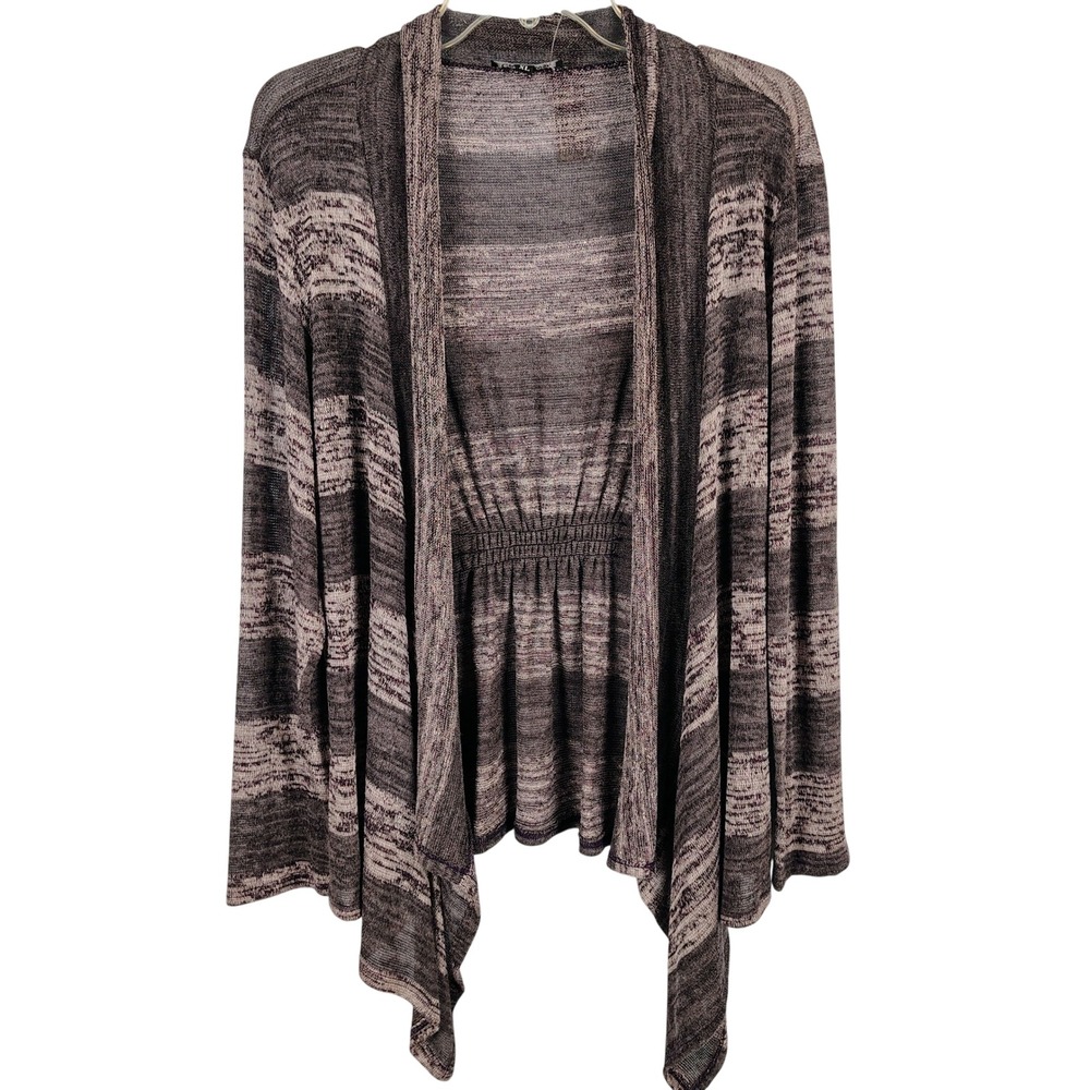 NWT Carol Rose Womens XL Open Front Cardigan Purple Grey Striped Y2K Gorpcore